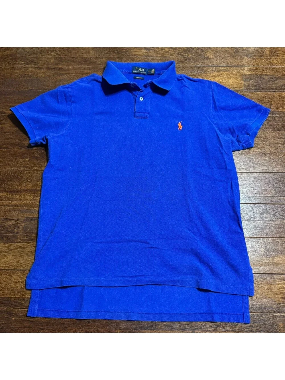 Ralph Lauren Custom Fit Polo shirt Blue Pony Size M (L)  Cotton Preppy